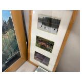 Vintage Mirror and Assorted Framed and Unframed Wall Decor