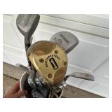 Vintage Golf Bag with Assorted Golf Clubs