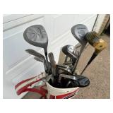 Vintage Golf Bag with Assorted Golf Clubs