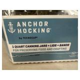 New Case of 12 Anchor Hocking 1 Quart Canning Jars with Lids - Wide Mouth