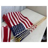 20 New American Flags with Sticks - 12 x 18 inches.