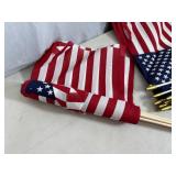 20 New American Flags with Sticks - 12 x 18 inches.