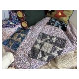 Assorted Quilts, Blankets, Sheets, Heated Blanket, Pillows, and More