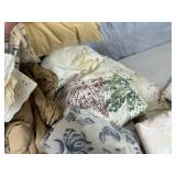 Assorted Quilts, Blankets, Sheets, Heated Blanket, Pillows, and More