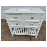 New allen + roth Canterbury 36-in White Undermount Single Sink Bathroom Vanity with Carrara Engineered Marble Top