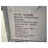 New Kobalt 10 inch Wet Tile Saw with Sliding Table and Stand - Missing One Panel