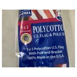 New 3 x 5 ft American Flag with Pole and Bracket