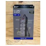 Commercial Electric 6 ft. 12-Outlet Black Surge Protector with USB