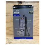 Commercial Electric 6 ft. 12-Outlet Black Surge Protector with USB