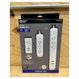 4 ft. Multiple Outlet and Wall Mounted Surge Protector Set (3-Pack)