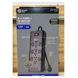 Commercial Electric 6 FT Cord + 12 Outlet Surge Protector