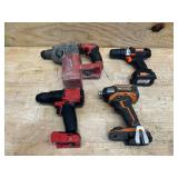 NON WORKING Drills and impact drill (lot of 4)