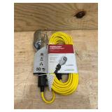 Prime Wire & Cable TL010625 25 ft. 16 - 03 - 15 SJT Metal Guard Work Light Cord Yellow & Outlet
