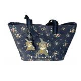 Disney Coach Thumper Floral Tote Bag with Keychain 12x18x12