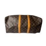Louis Vuitton Monogram Canvas Keepall 45 Travel Bag with Leather Trim