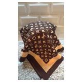 Louis Vuitton Monogram Silk Scarf 34x32 Inches Brown Beige