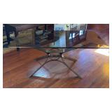 LR - Sculptural Chrome and Glass Coffee Table by Roger Sprunger for Dunbar
