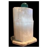 LR - Selenite Crystal Lamp with Art Glass Accent