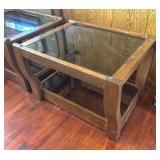 LR - Pair of Vintage Glass Top Side Tables