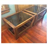 LR - Pair of Vintage Glass Top Side Tables