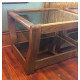LR - Pair of Vintage Glass Top Side Tables