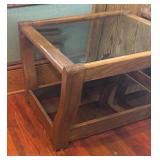 LR - Pair of Vintage Glass Top Side Tables