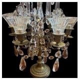 LE - Pair of Vintage Crystal Candelabras with Dangling Prisms