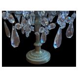LE - Pair of Vintage Crystal Candelabras with Dangling Prisms