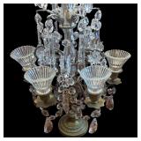 LE - Pair of Vintage Crystal Candelabras with Dangling Prisms