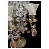 LE - Pair of Vintage Crystal Candelabras with Dangling Prisms