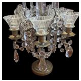 LE - Pair of Vintage Crystal Candelabras with Dangling Prisms