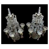 LE - Pair of Vintage Crystal Candelabras with Dangling Prisms
