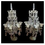 LE - Pair of Vintage Crystal Candelabras with Dangling Prisms