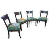 LR - Set of 4 Vintage Wooden Chairs with Animal Motif Needlepoint Seats