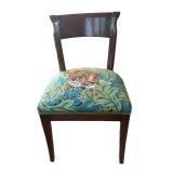 LR - Set of 4 Vintage Wooden Chairs with Animal Motif Needlepoint Seats