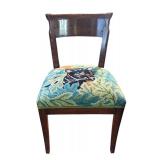 LR - Set of 4 Vintage Wooden Chairs with Animal Motif Needlepoint Seats