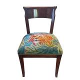 LR - Set of 4 Vintage Wooden Chairs with Animal Motif Needlepoint Seats