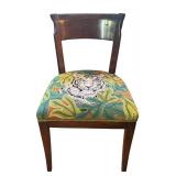 LR - Set of 4 Vintage Wooden Chairs with Animal Motif Needlepoint Seats