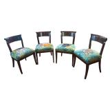 LR - Set of 4 Vintage Wooden Chairs with Animal Motif Needlepoint Seats