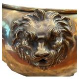 LR - Vintage Brass Planter with Lion Head Accents
