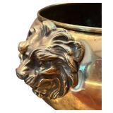 LR - Vintage Brass Planter with Lion Head Accents