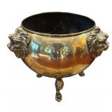 LR - Vintage Brass Planter with Lion Head Accents