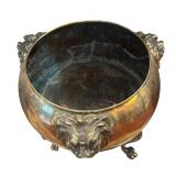 LR - Vintage Brass Planter with Lion Head Accents