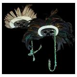 LR - Set of 2 Feather Accented Masquerade Masks with Peacock Details