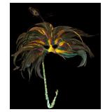 LR - Set of 2 Feather Accented Masquerade Masks with Peacock Details