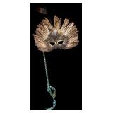 LR - Set of 2 Feather Accented Masquerade Masks with Peacock Details