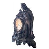 LR - Antique Cast Metal Mantle Clock with Nautical Sailor Figure