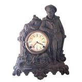 LR - Antique Cast Metal Mantle Clock with Nautical Sailor Figure