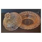LR - Vintage Pink Depression Glass Assortment with Platters, Bowls, Butter Dish and More