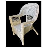 P - Two Vintage Wicker Chairs and Side Table